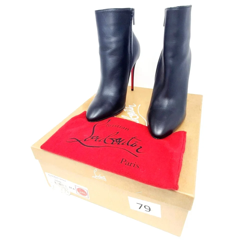 Christian Louboutin Boots Eloise 100 Heeled Ankle Booties Black Leather EU 37.5 - Picture 8 of 8